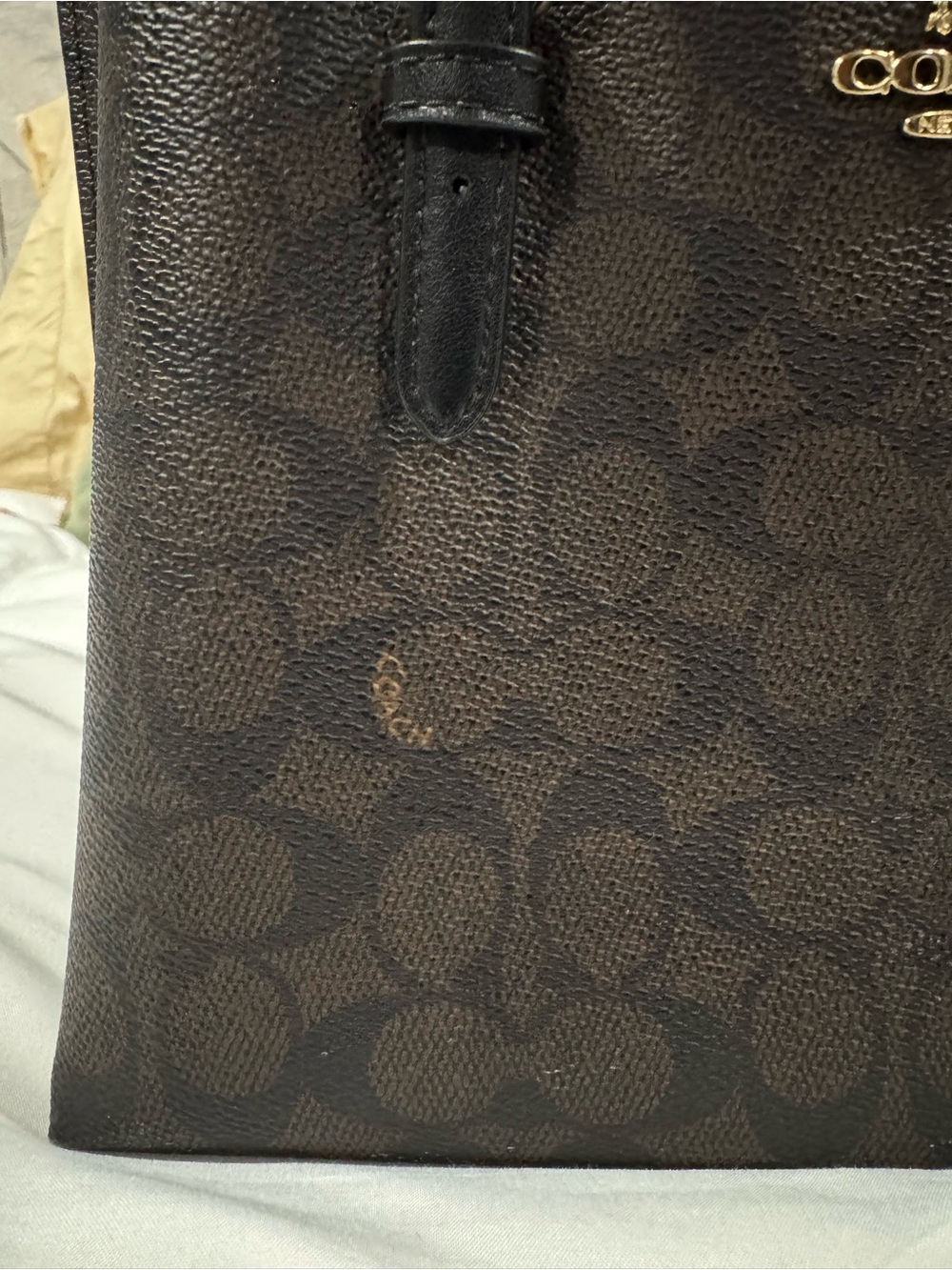 COACH Mollie Tote Bag 25 - Signature Small Tote in Brown with Black Trim - Picture 3 of 16